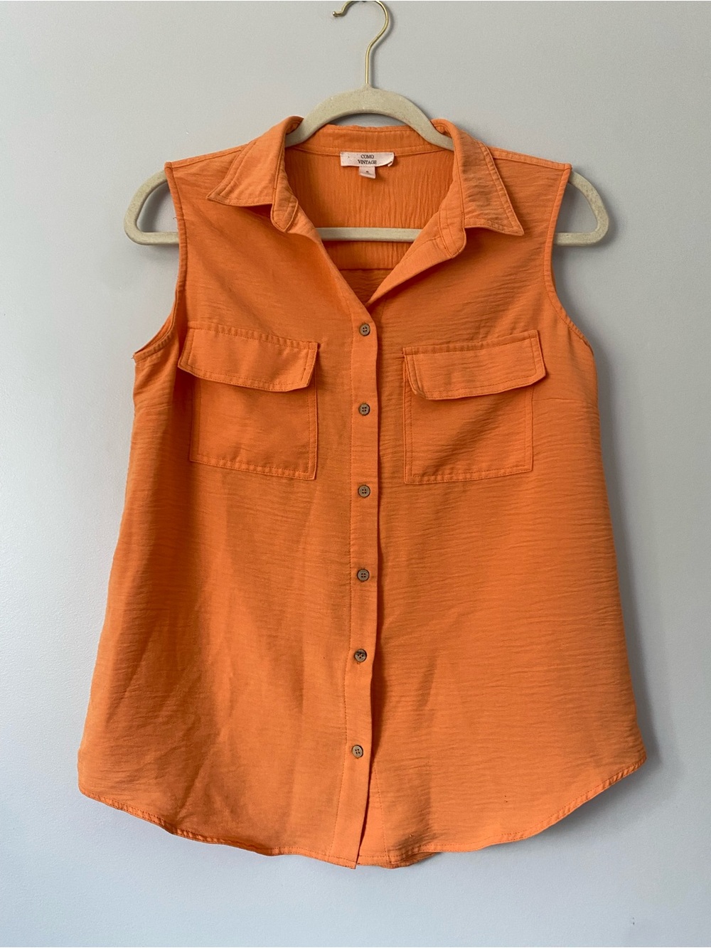 Como Vintage Orange Utility Blouse, Size S